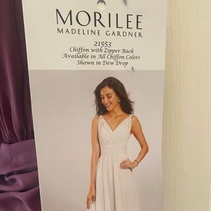 Morilee Chiffon Bridesmaids Dress with V-Neckline and V-Back in Bordeaux color